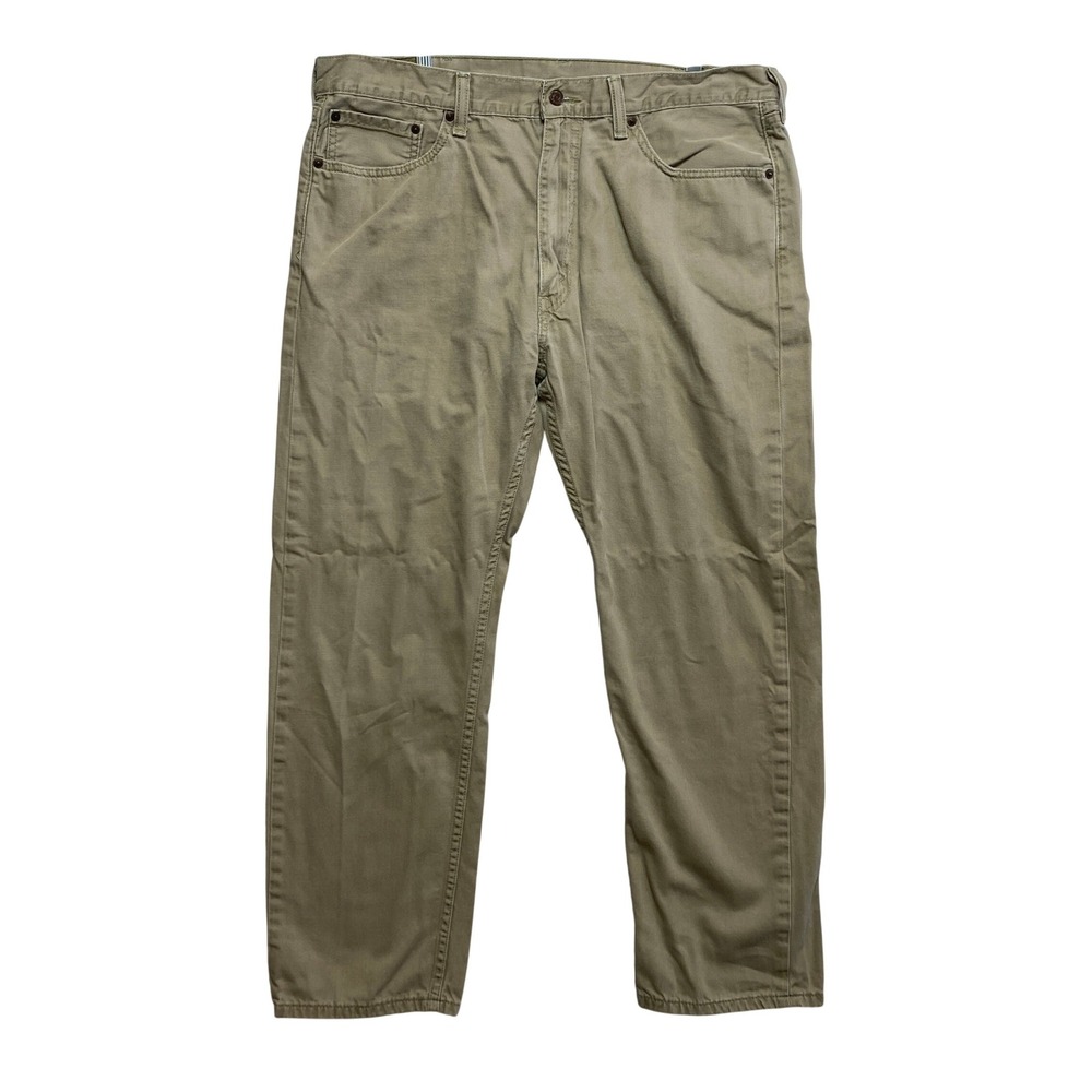 Levi's Pants Mens 38x30 Khaki 505 Regular Fit Straight Leg Twill 00505-0718